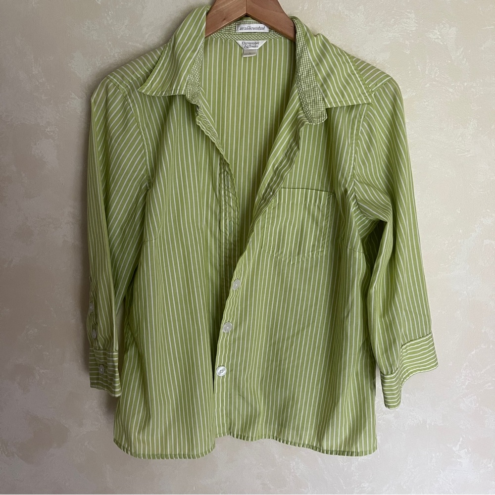 Christopher & Banks Light Green Striped Shirt